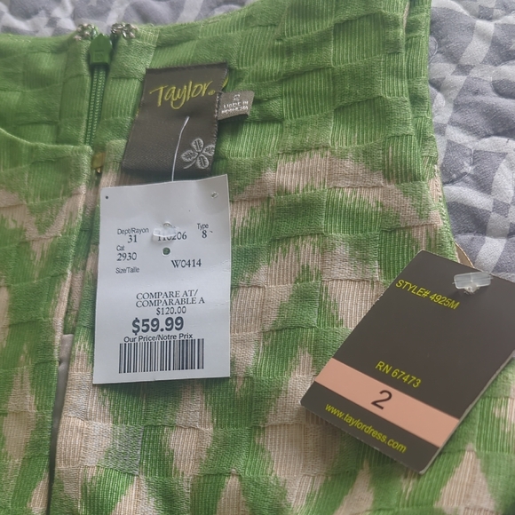 Taylor Green and Cream Textured Dress - Picture 6 of 6